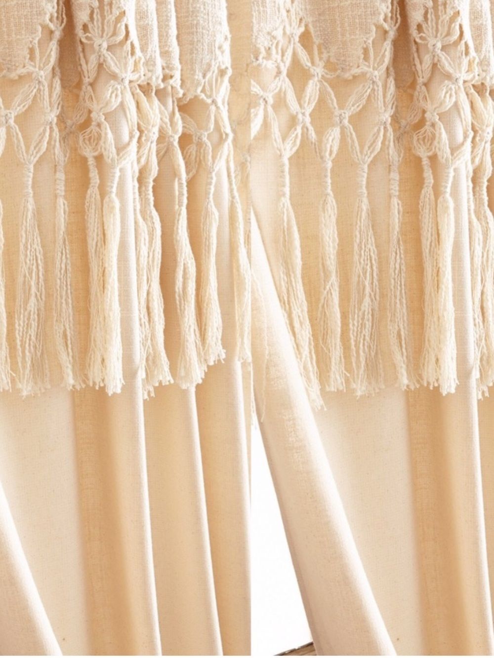 Anthropologie Knotted Macrame Curtain Ivory - 50" x 108" - Set of Two Panels - Picture 3 of 9